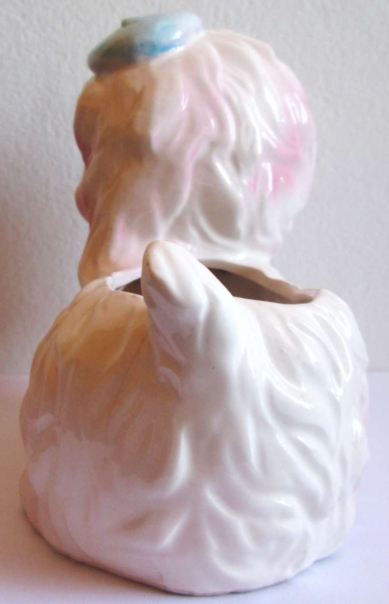 Pink and White Puppy Planter