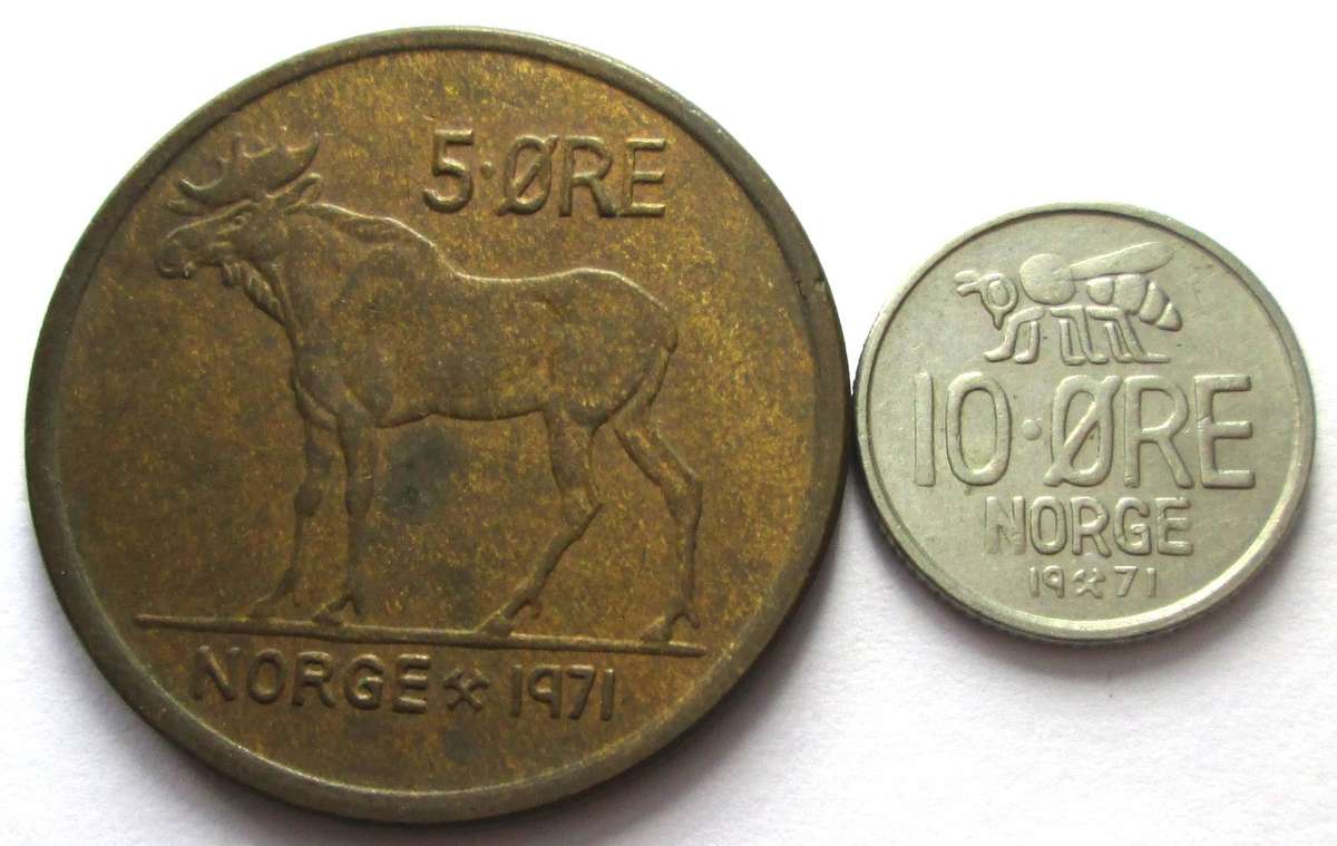 1971 Norway 5 Ore 10 ore