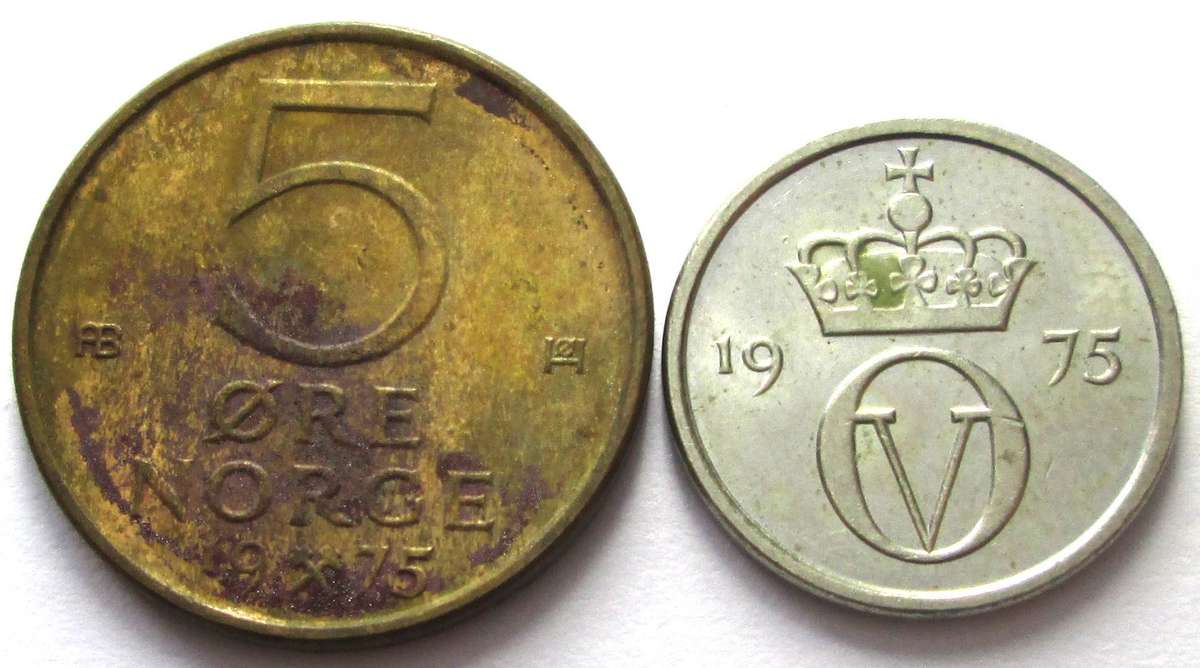 1975 Norway 10 Ore 5 Ore