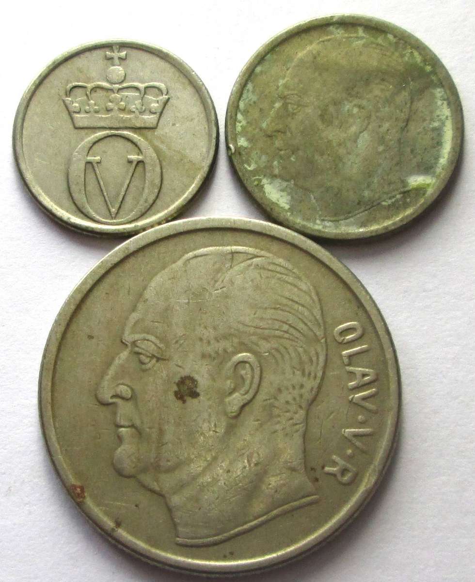 1961 Norway 10 Ore 25 Ore 1 Krone