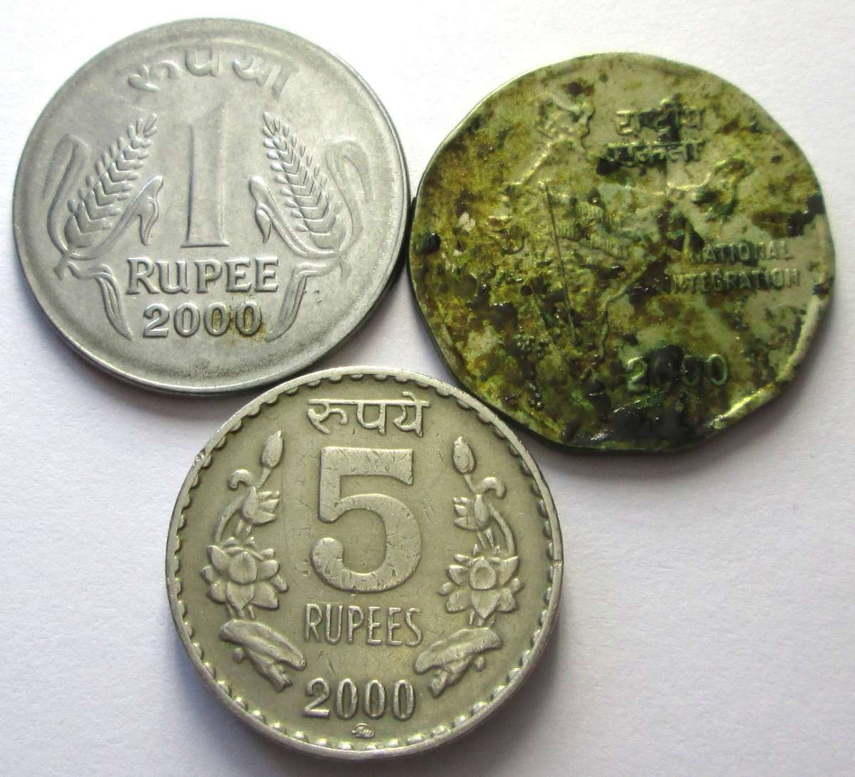 2000 India 1 Rupee 2 Rupees 5 Rupees