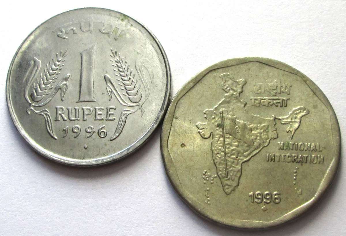 1996 India 1 Rupee 2 Rupees