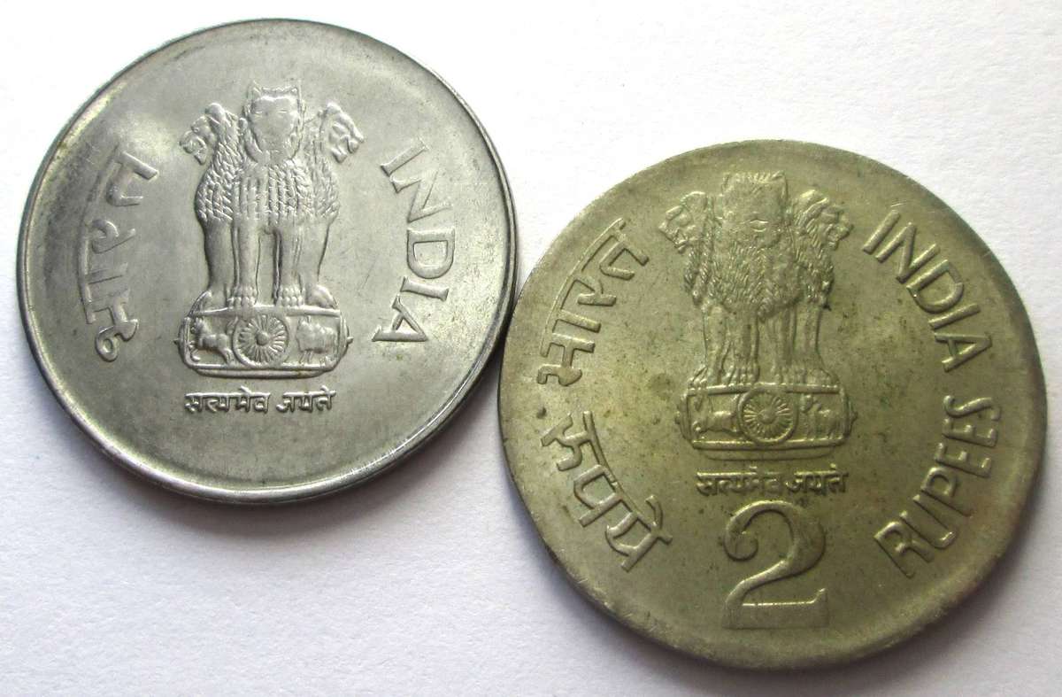 1996 India 1 Rupee 2 Rupees