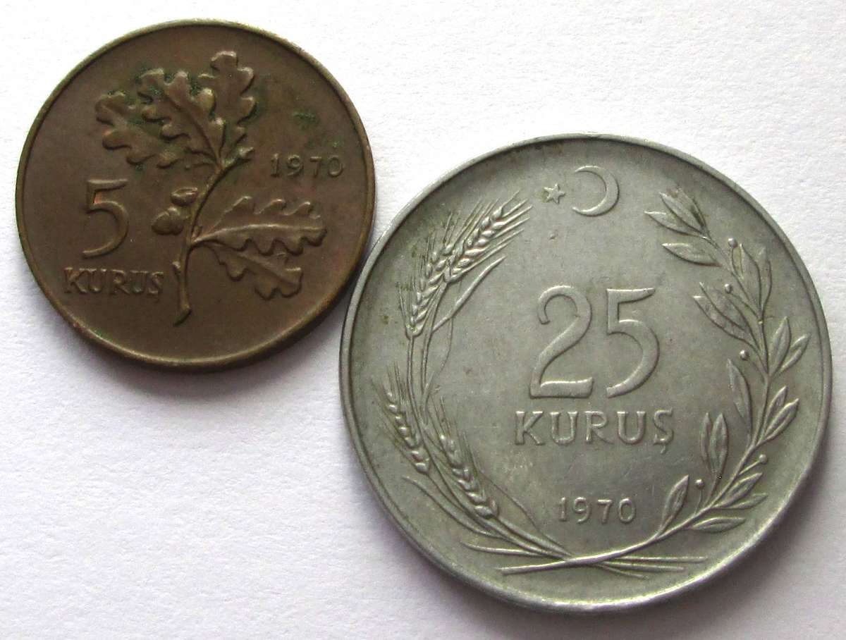 1970 Turkey 5 Kurus 25 Kurus