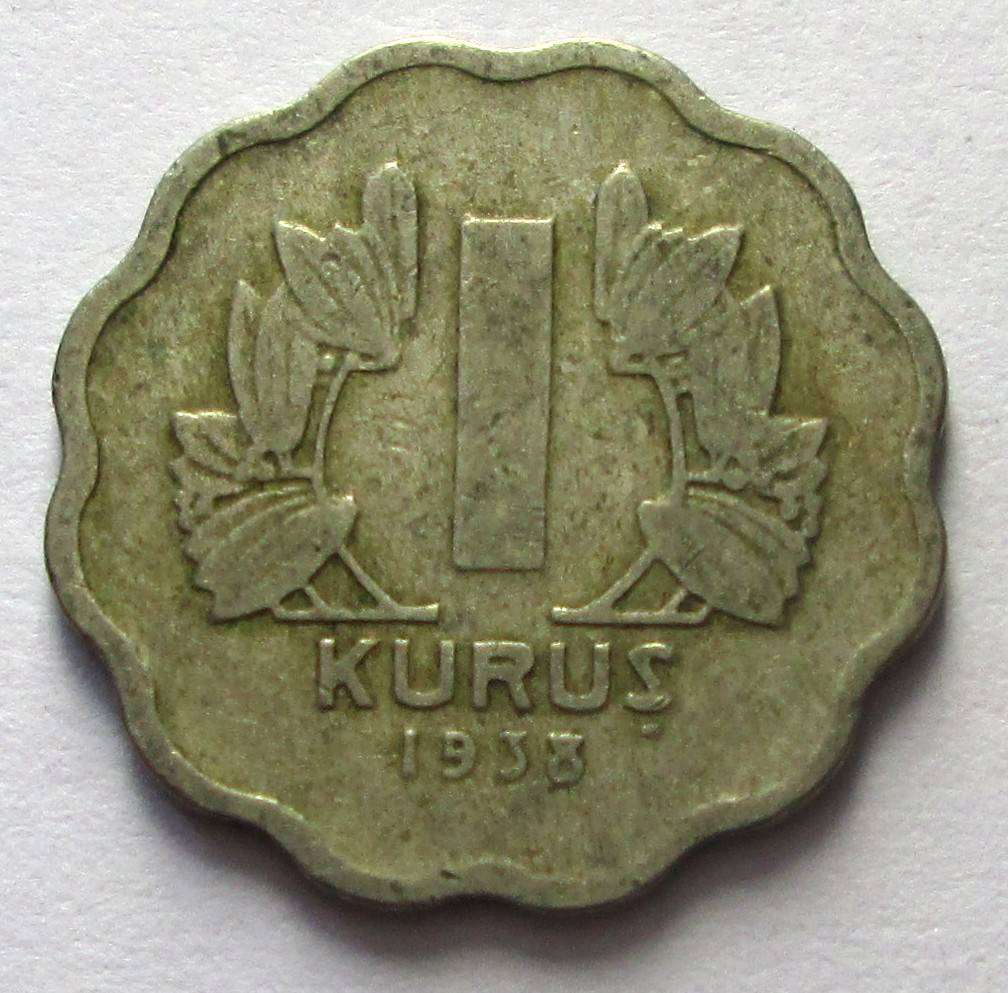 1938 Turkey 1 Kurus