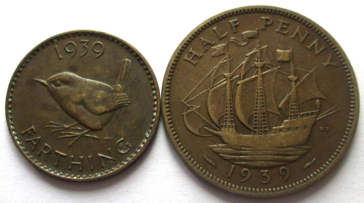 1939 Great Britain Farthing Half Penny