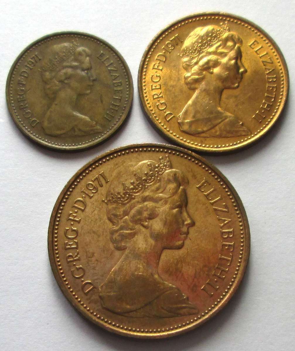 1971 Great Britain Half Penny 1 Penny 2 Pence