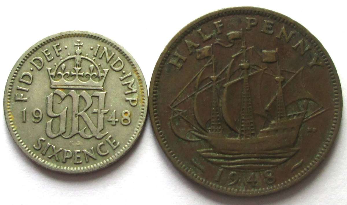 1948 Great Britain Half Penny 6 Pence