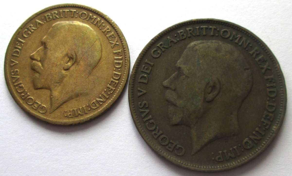 1916 Great Britain Half Penny 1 Penny