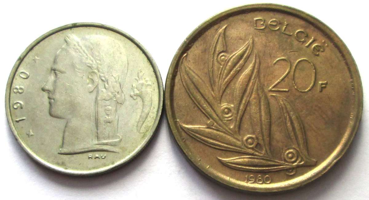 1980 Belgium 1 Franc 20 Francs