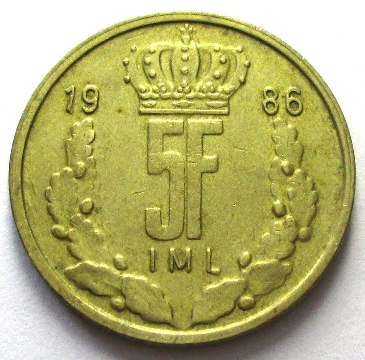 1986 Luxembourg 5 Francs