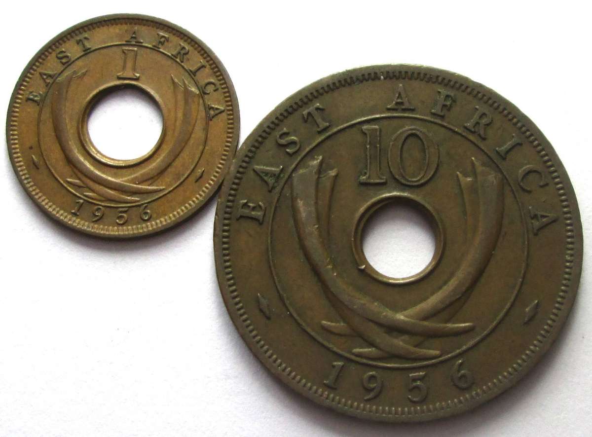 1956 East Africa 1 Cent 10 Cents