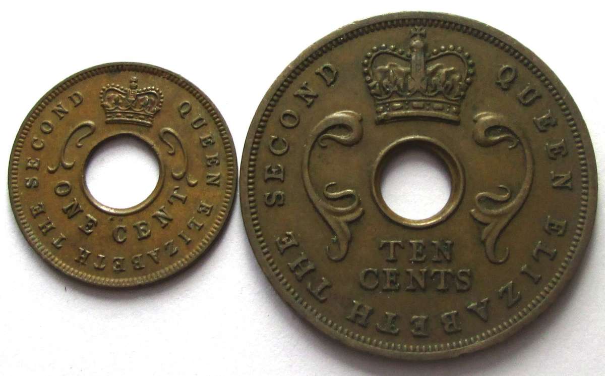 1956 East Africa 1 Cent 10 Cents