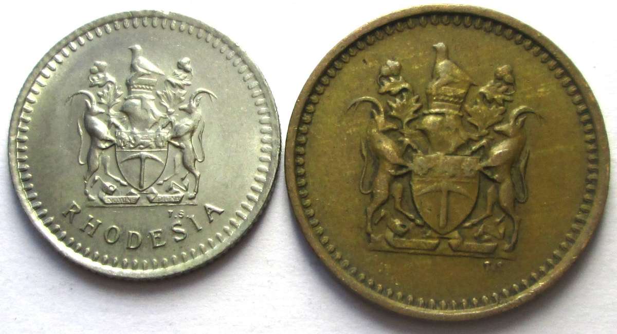 1976 Rhodesia 1 Cent 5 Cents