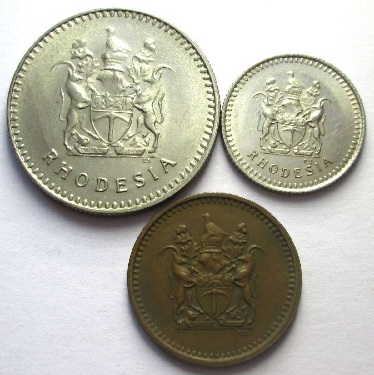 1977 Rhodesia 1 Cent 5 Cents 20 Cents