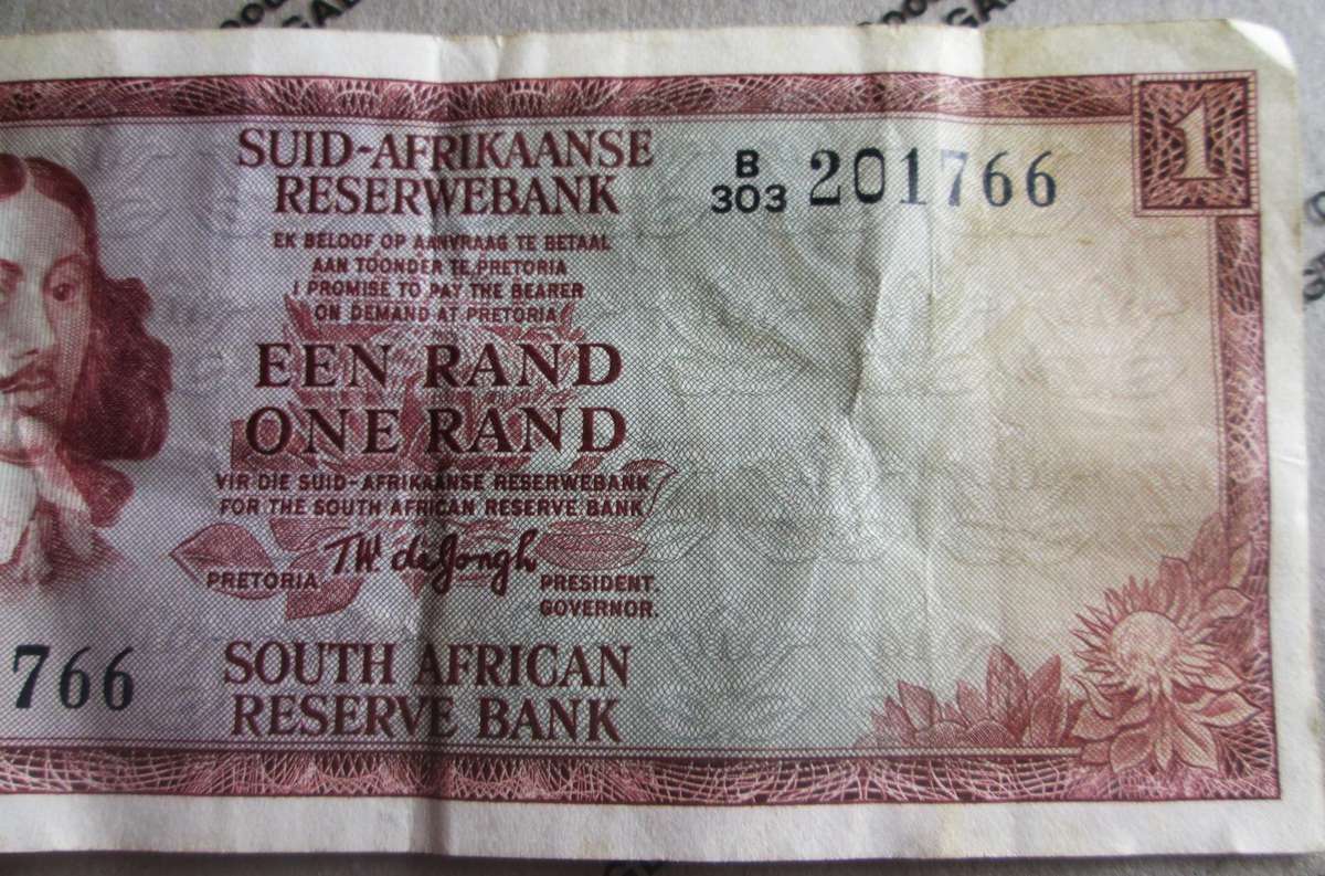 One Rand Republic of South Africa Serial Nr B303 201766