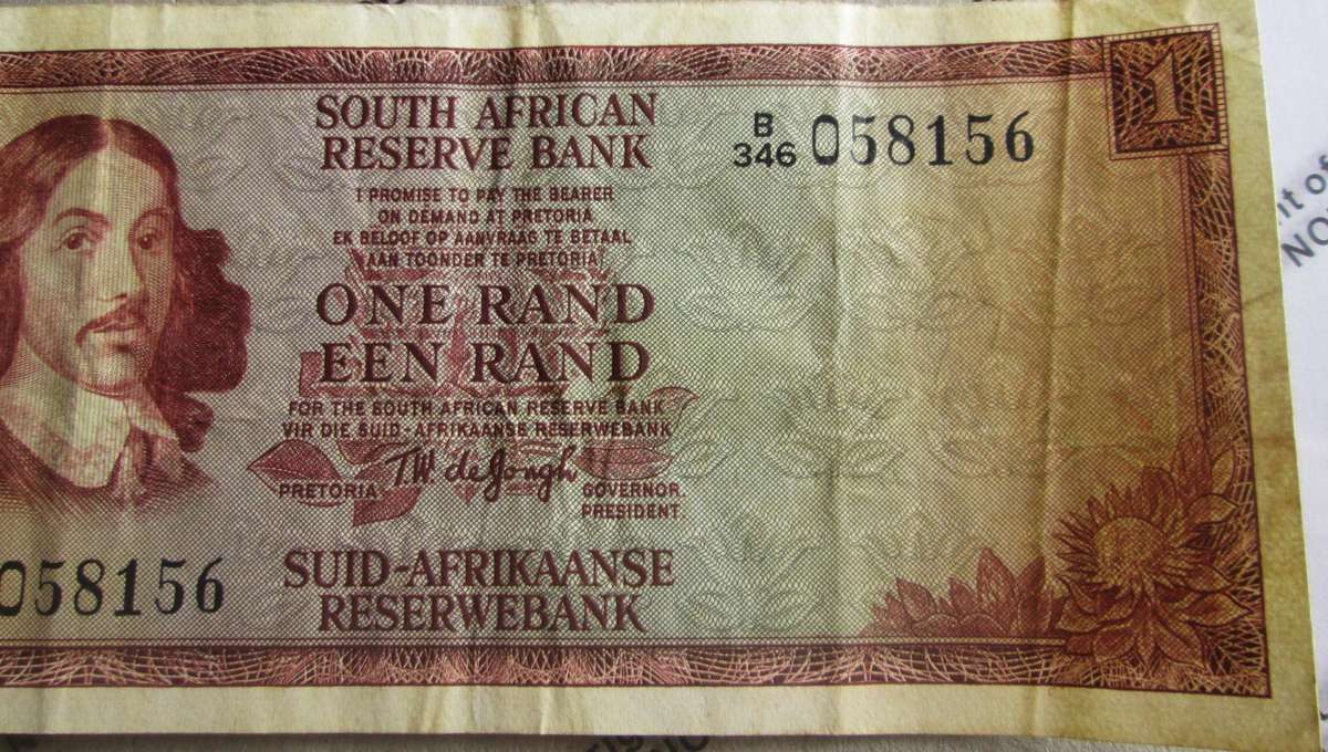 One Rand Republic of South Africa Serial Nr B346 058156