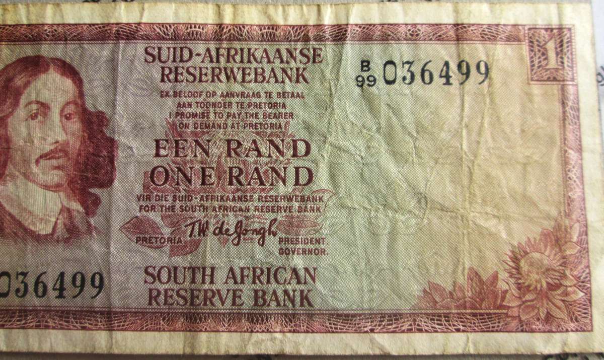 One Rand Republic of South Africa Serial Nr B99 036499