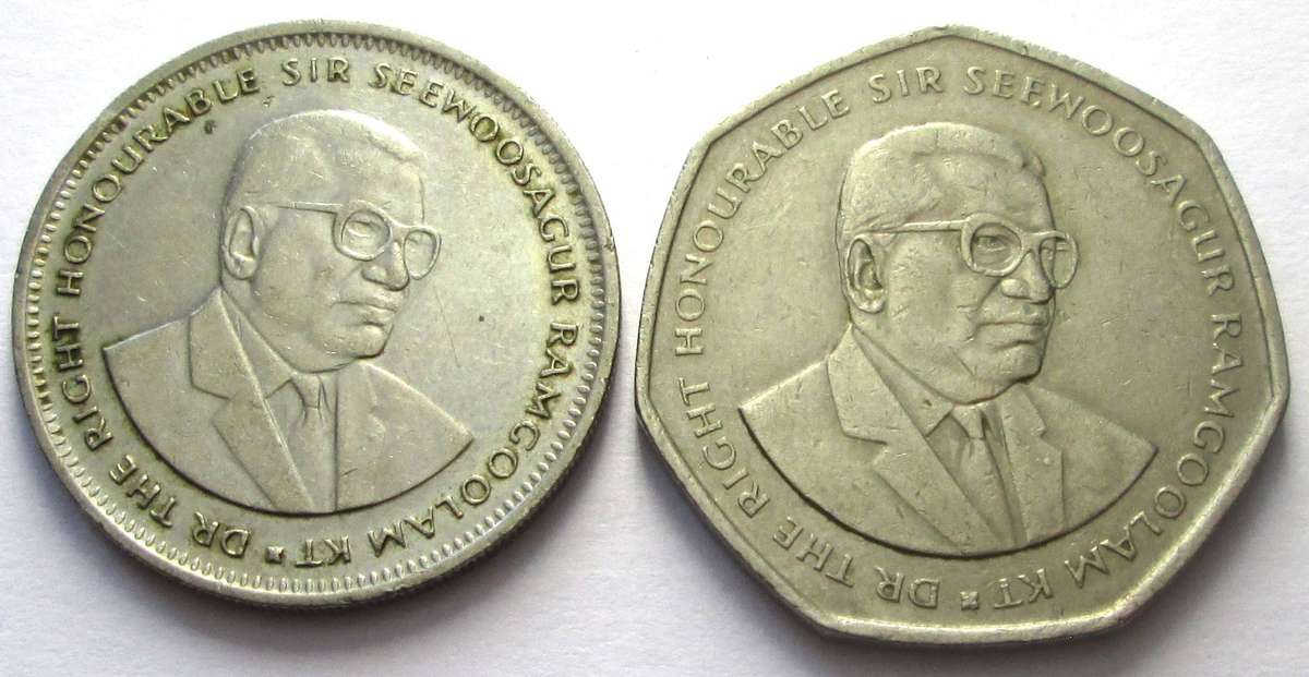 1997 Mauritius 1 Rupee 10 Rupees