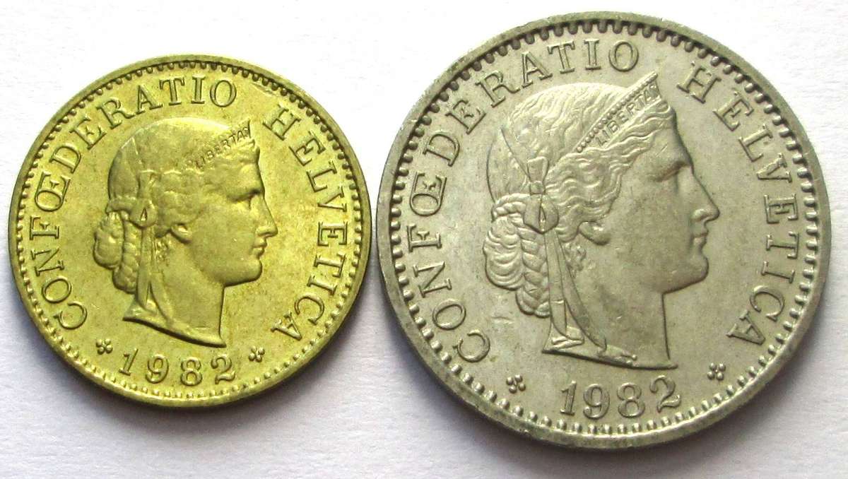 1982 Helvetica 5 Rappen 20 Rappen