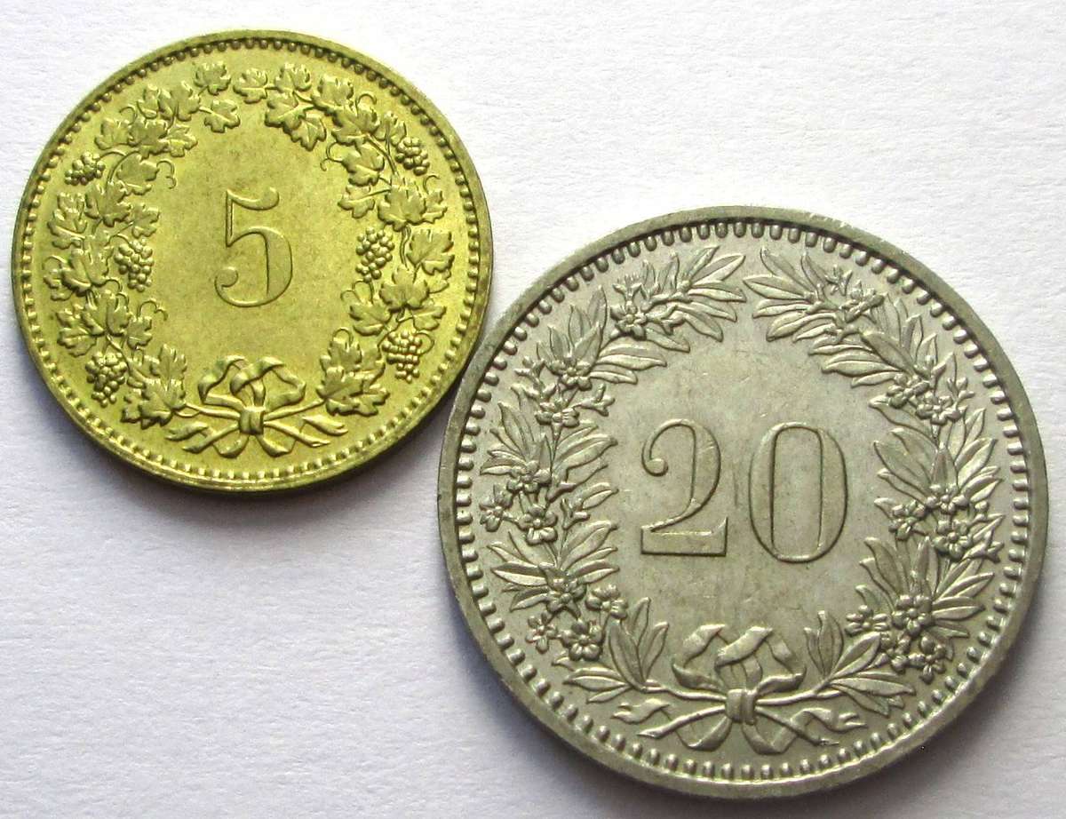 1982 Helvetica 5 Rappen 20 Rappen
