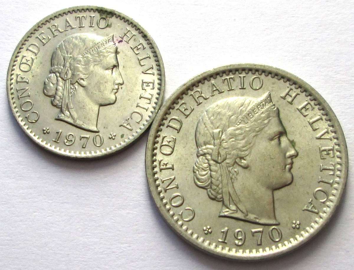 1970 Helvetica 5 Rappen 20 Rappen