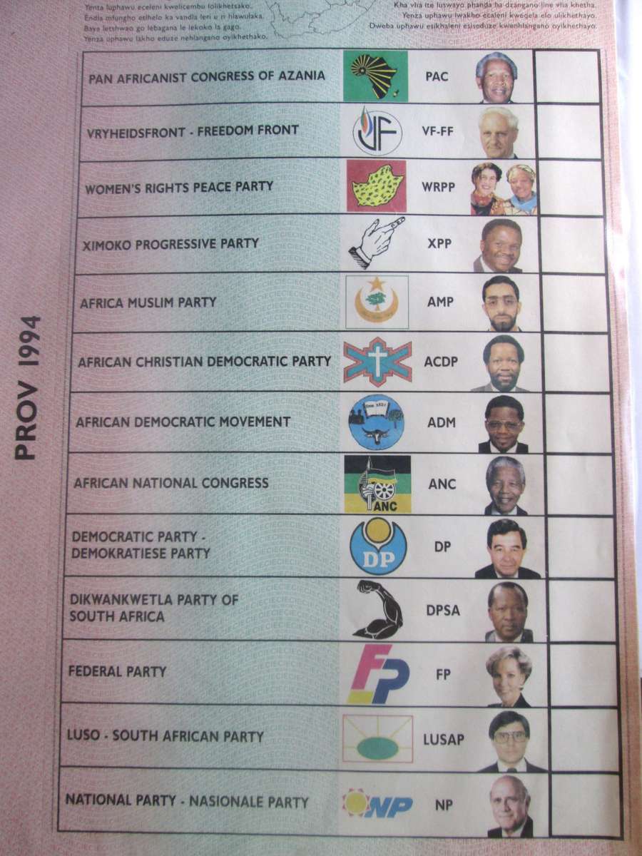 1994 South Africa Provincial 2 Voting Ballots Papers Nelson Mandela