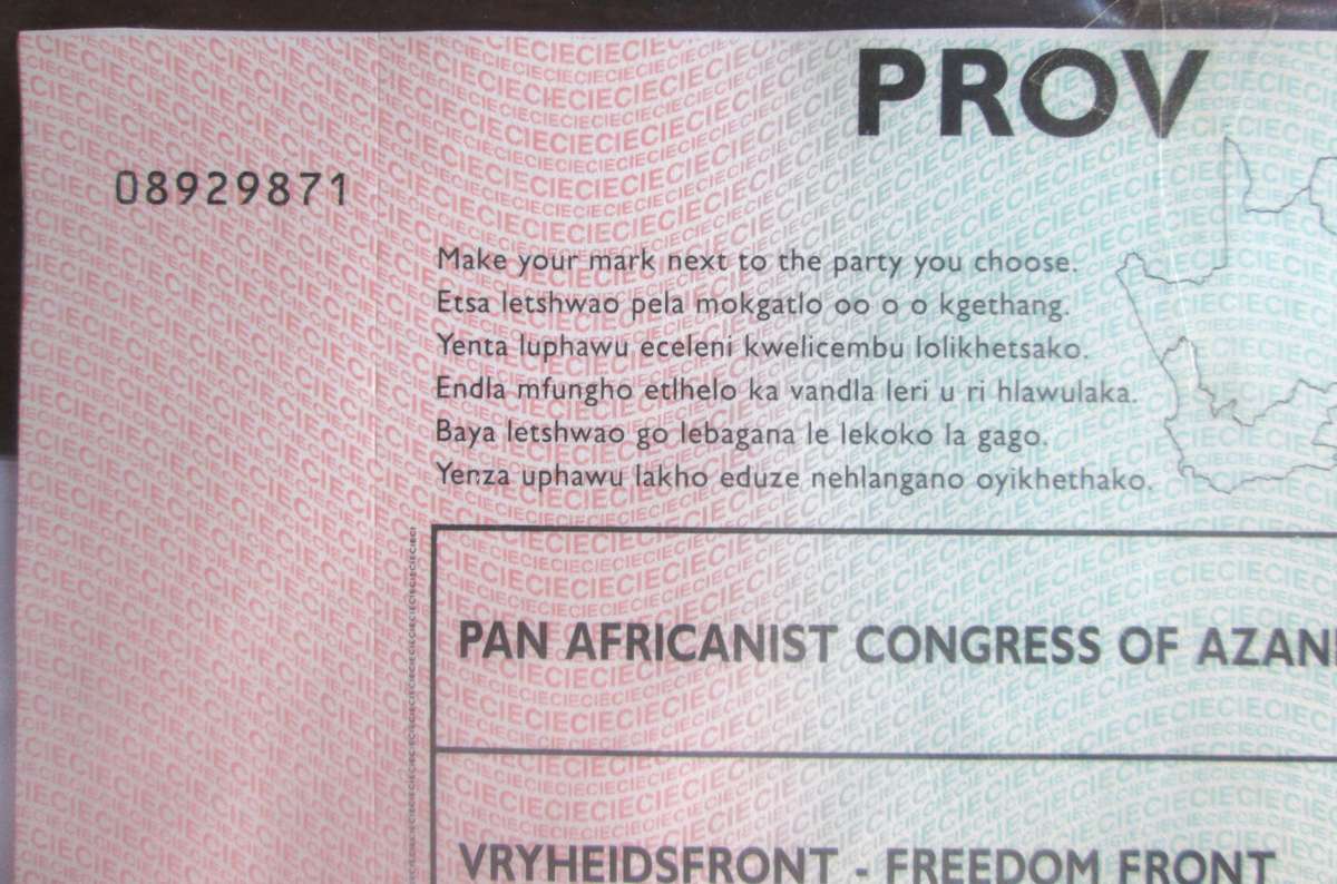 1994 South Africa Provincial 2 Voting Ballots Papers Nelson Mandela