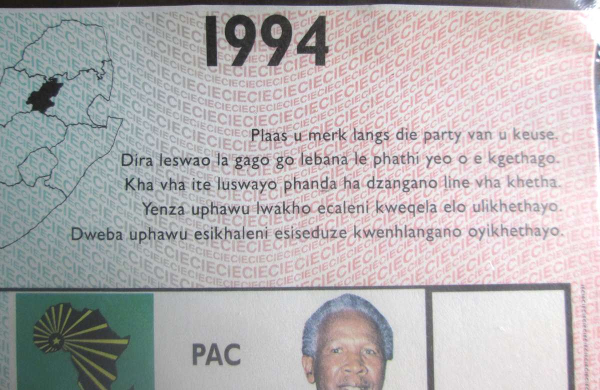 1994 South Africa Provincial 2 Voting Ballots Papers Nelson Mandela