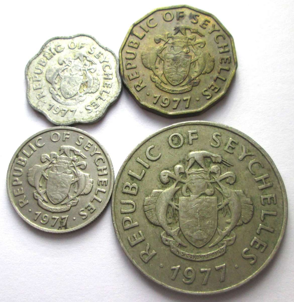 1977 Seychelles 5 Cents 10 Cents 25 Cents 1 Rupee