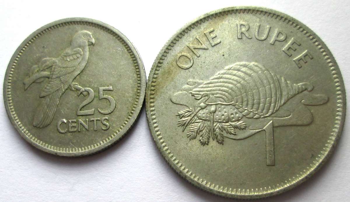 1982 Seychelles 25 Cents 1 Rupee