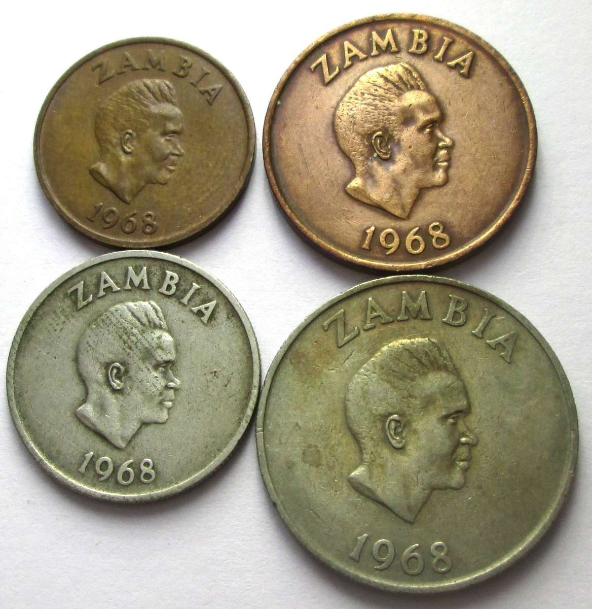 1968 Zambia 1 Ngwee 2 Ngwee 5 Ngwee 10 Ngwee
