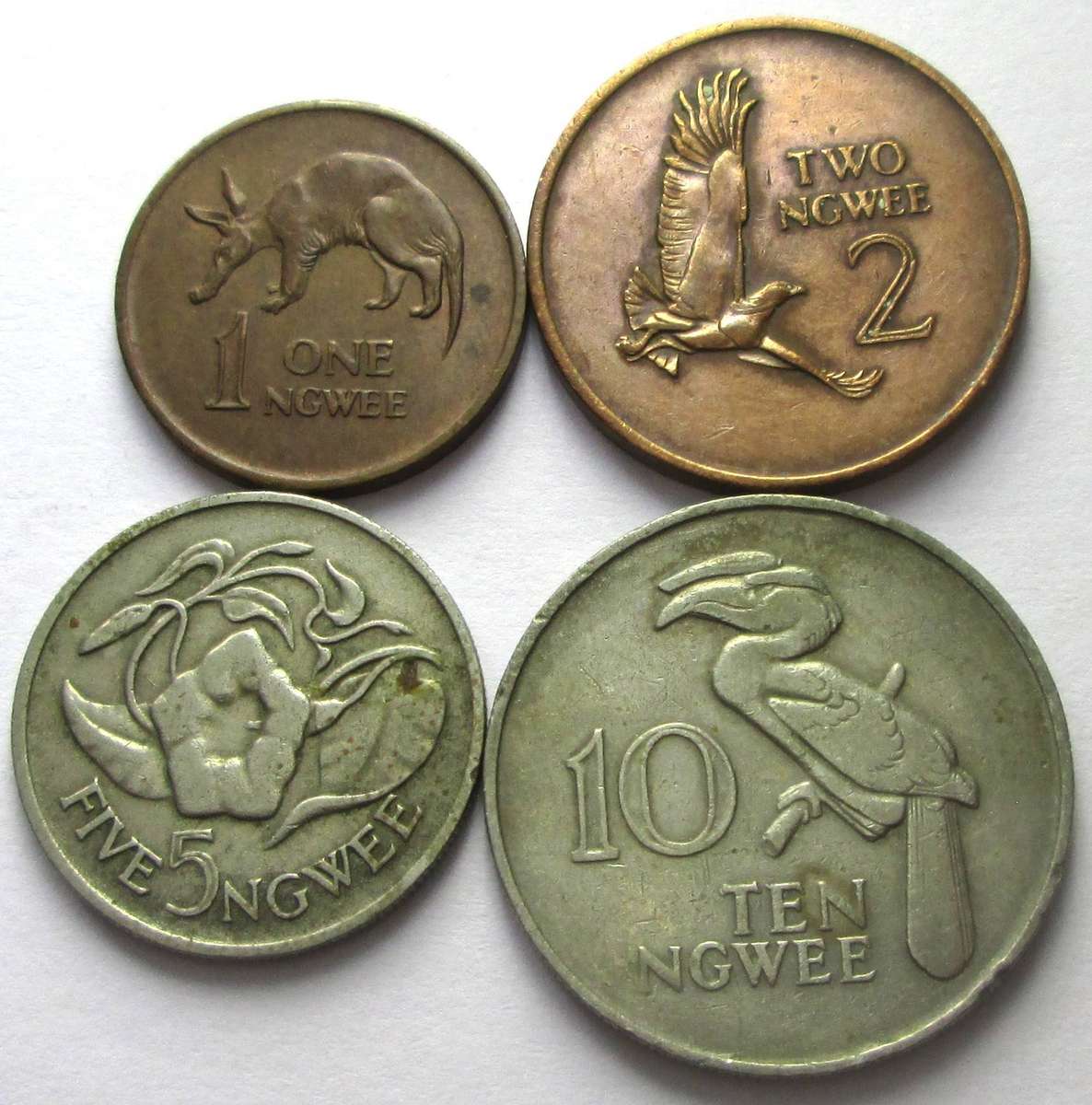 1968 Zambia 1 Ngwee 2 Ngwee 5 Ngwee 10 Ngwee