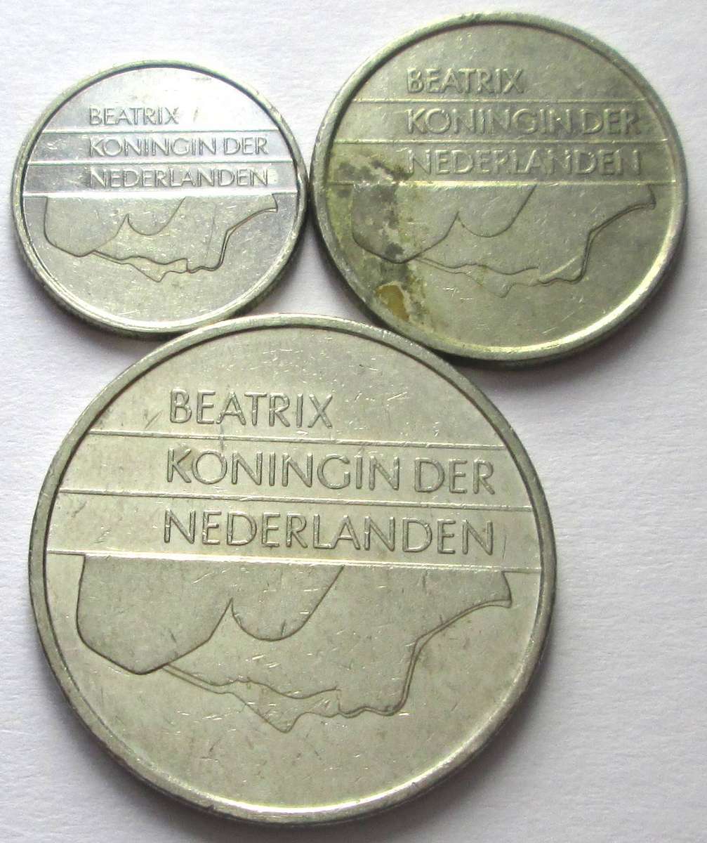 1992 Netherlands 10 Cents 25 Cents 1 Gulden
