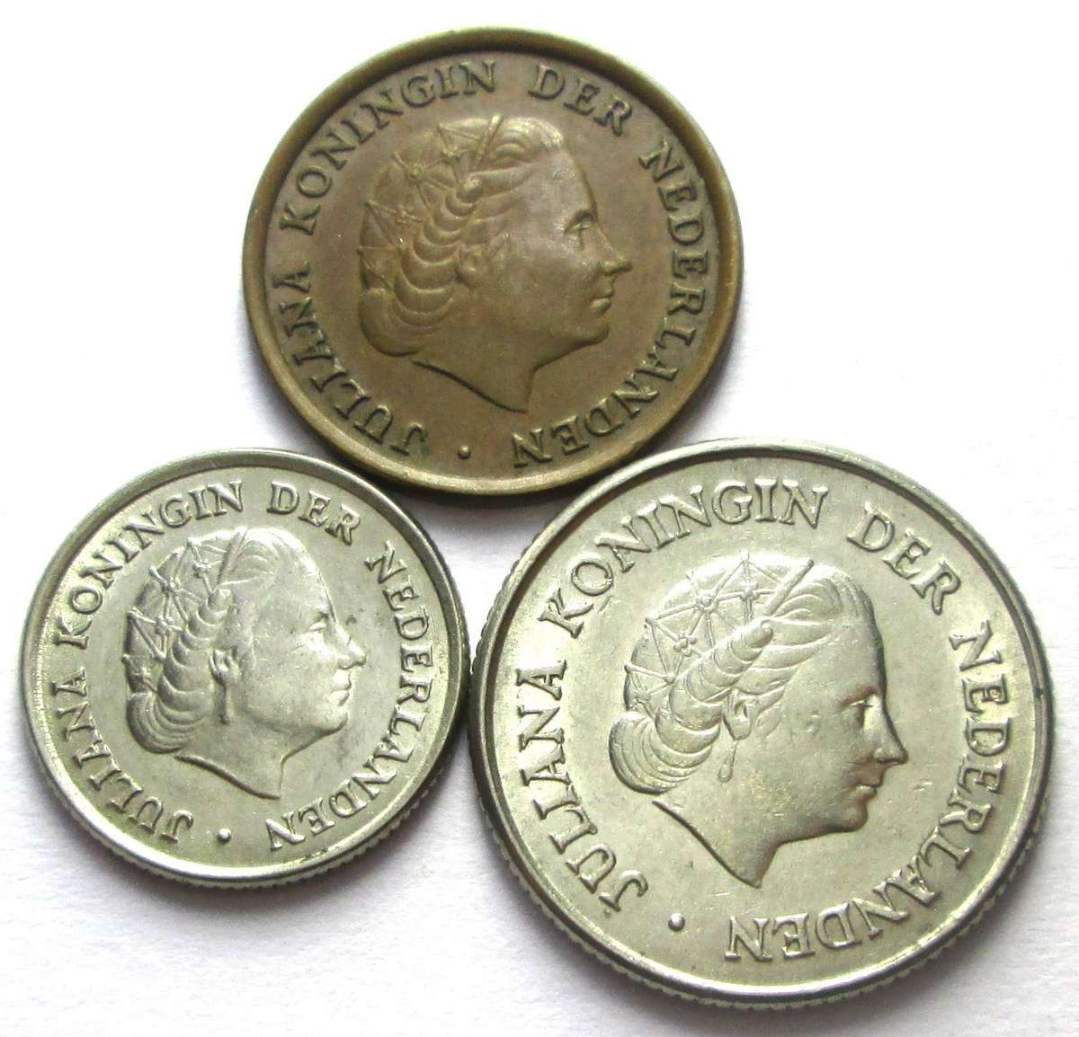 1963 Netherlands 1 Cent 10 Cents 25 Cents
