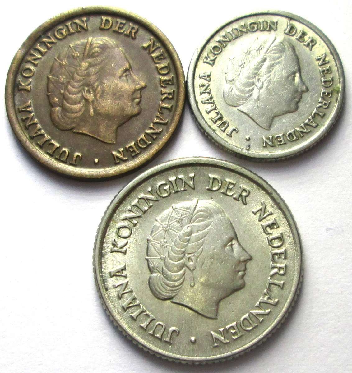 1951 Netherlands 1 Cent 10 Cents 25 Cents