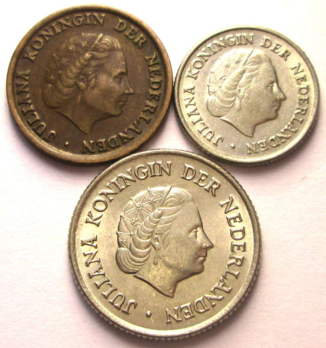 1954 Netherlands 1 Cent 10 Cents 25 Cents