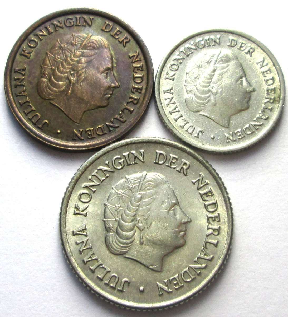 1955 Netherlands 1 Cent 10 Cents 25 Cents