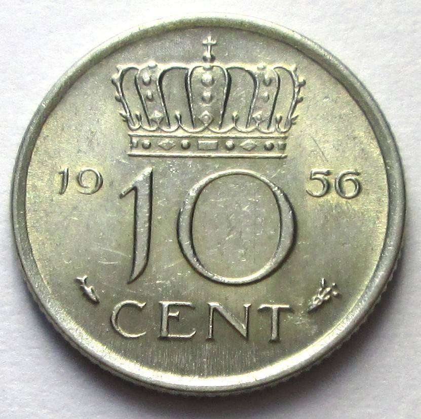1956 Netherlands 10 Cents