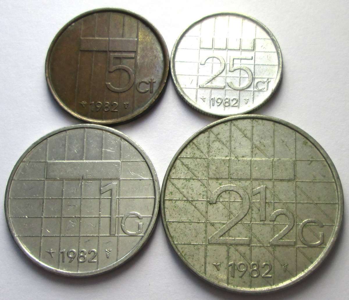 1982 Netherlands 5 Cents 25 Cents 1 Gulden 2 Half Gulden