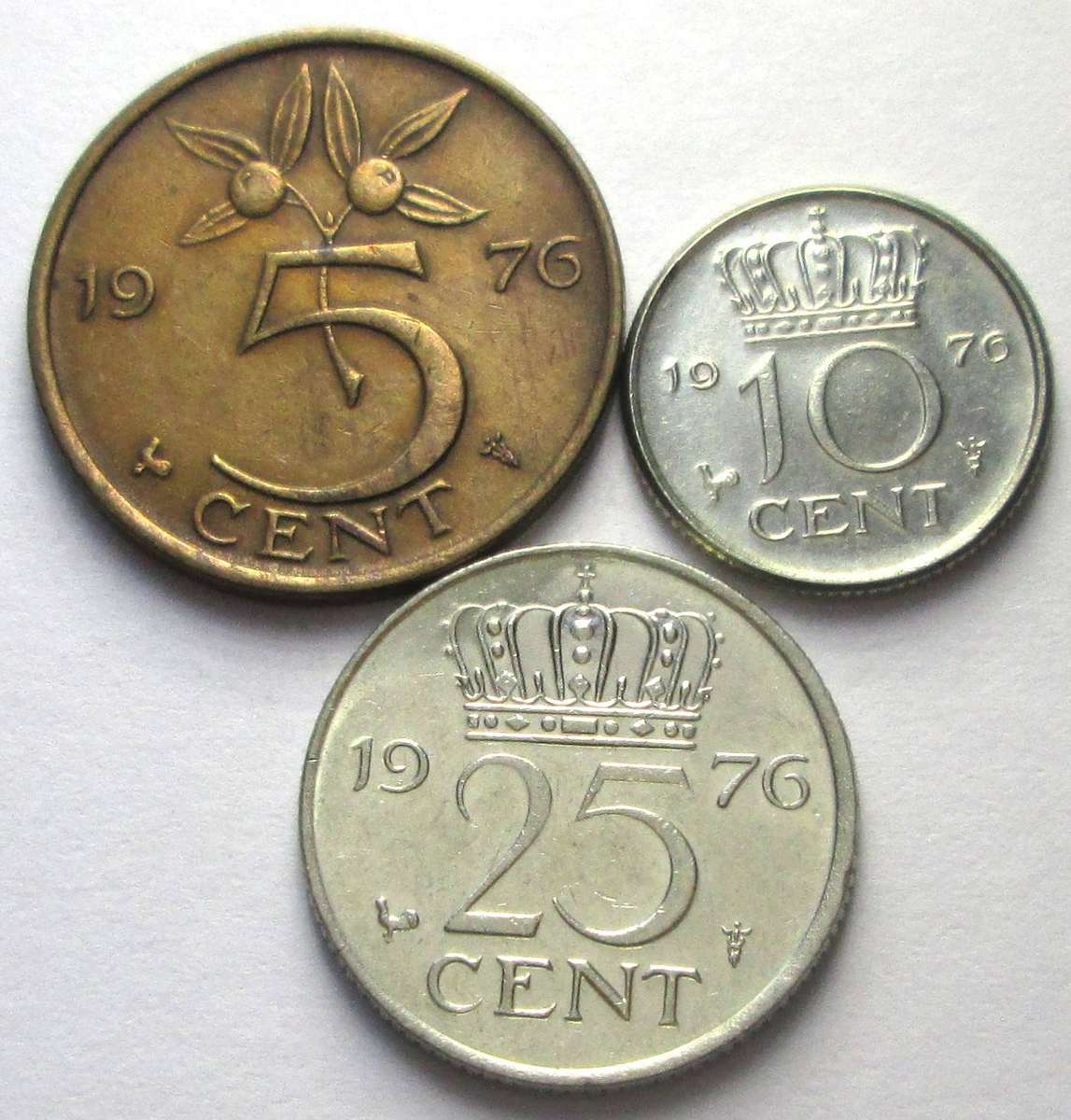 1976 Netherlands 5 Cents 10 Cents 25 Cents