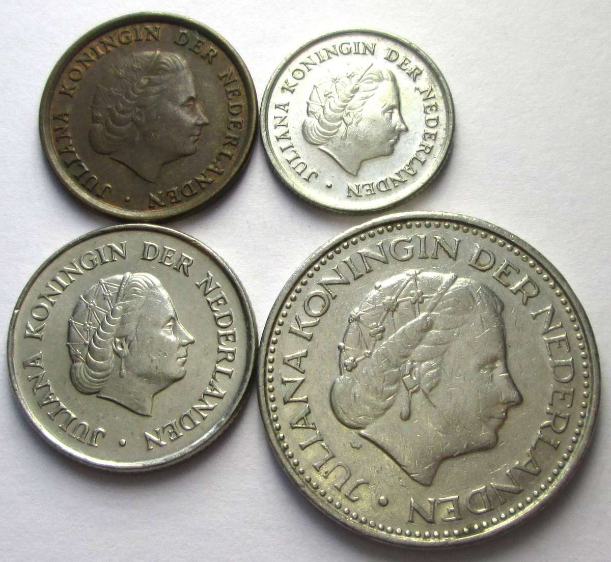 1972 Netherlands 1 Cent 10 Cents 25 Cents 1 Gulden
