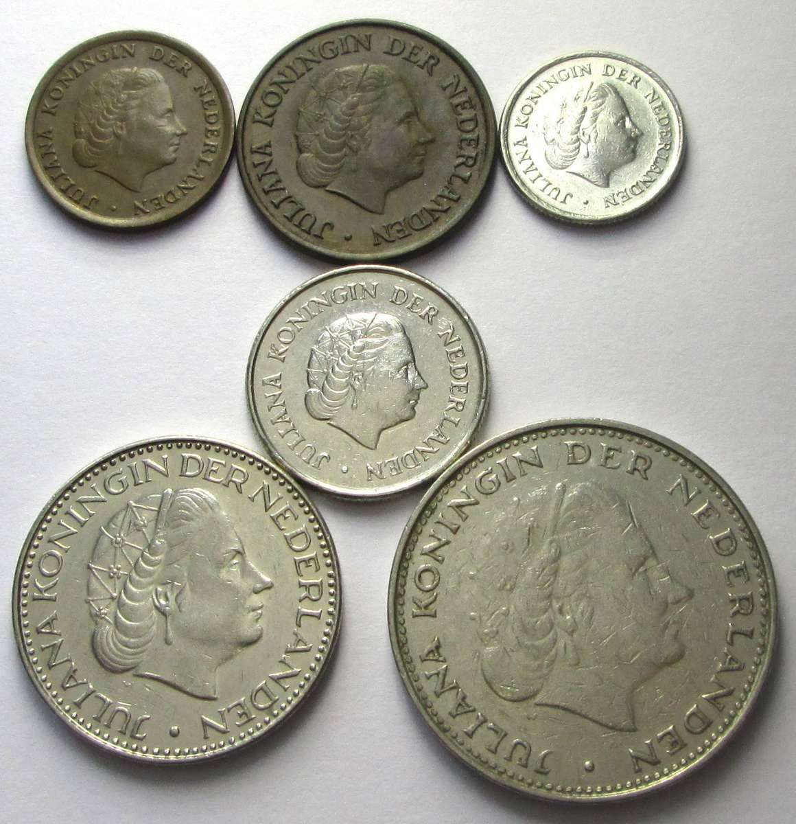 1969 Netherlands 1 Cent 5 Cents 10 Cents 25 Cents 1 Gulden 2 Half Gulden