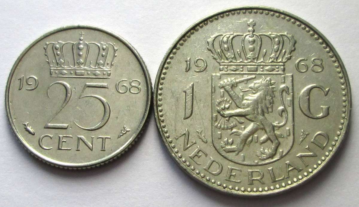 1968 Netherlands 25 Cents 1 Gulden