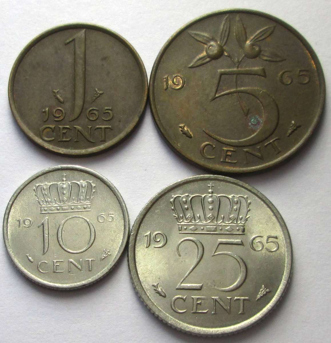 1965 Netherlands 1 Cent 5 Cents 10 Cents 25 Cents