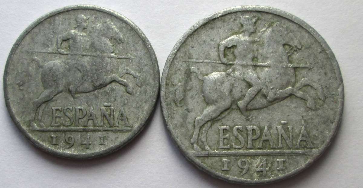 1941 Spain 5 Centimos 10 Centimos