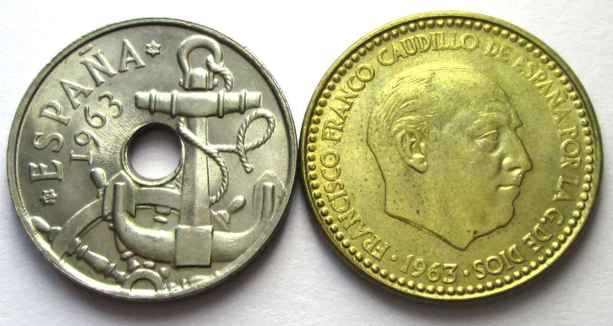 1963 Spain 1 Peseta 50 Centimos