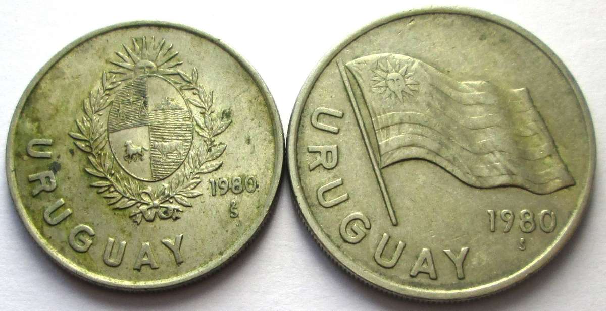 1980 Uruguay 1 Nuevo Peso 5 Nuevo Pesos