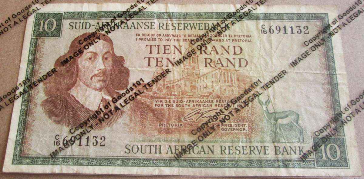 Ten Rand Republic of South Africa Serial Nr C16 691132