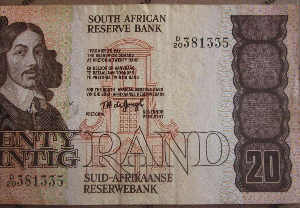 Twenty Rand Republic of South Africa Serial Nr D20 381335